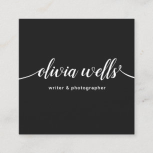 Cartão De Visita Quadrado Praça legal de Caligrafia Manuscrita Preta