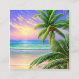 Cartão De Visita Quadrado Praias tropicais com areia branca e cristal