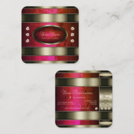 Cartão De Visita Quadrado Prata notável com Gradiente Rosa Vermelho