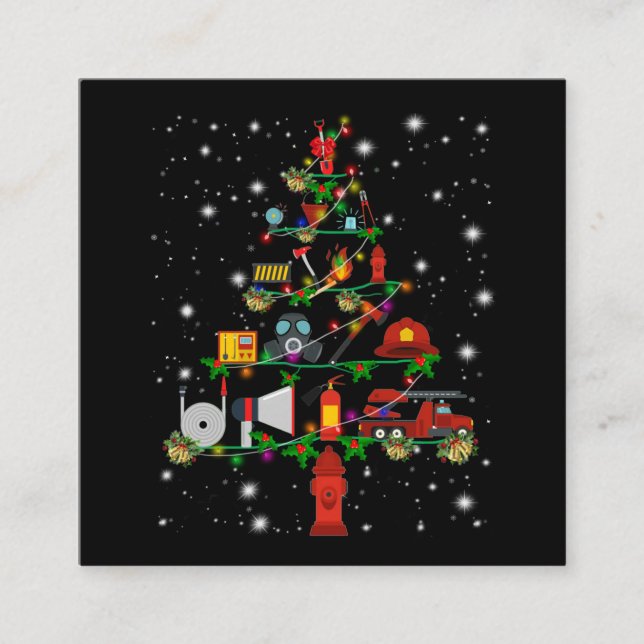 Cartão De Visita Quadrado Presente do Bombeiro | Feliz Natal para os Bombeir (Frente)