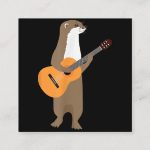 Cartão De Visita Quadrado Presente externo Guitar Otter Animal Kids Guitar