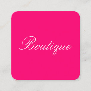 Cartão De Visita Quadrado Preto Cursive minimalista do rosa quente do texto