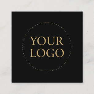 Cartão De Visita Quadrado Preto & Dourado Logotipo Simples & Redes Sociais