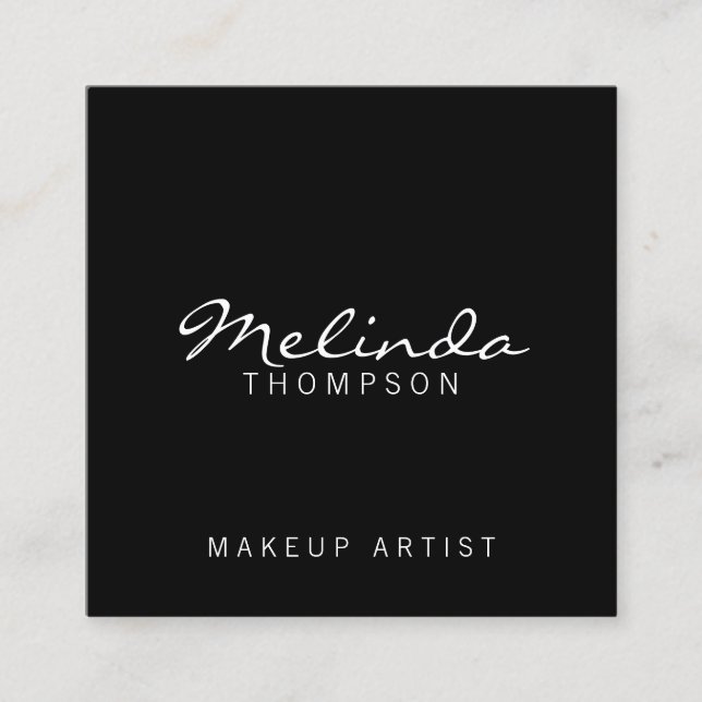 Cartão De Visita Quadrado Preto e branco modernos simples profissionais (Frente)