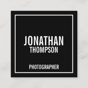 Cartão De Visita Quadrado Preto e Branco Negrito