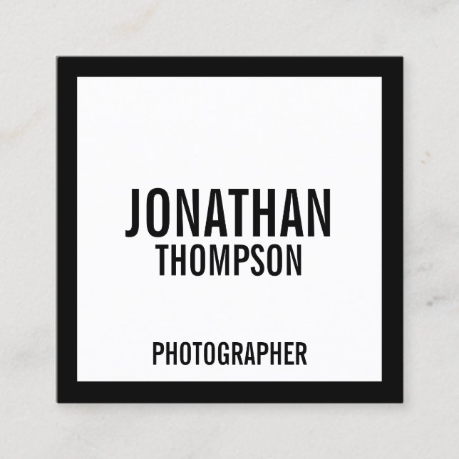 Cartão De Visita Quadrado Preto e Branco Negrito (Frente)