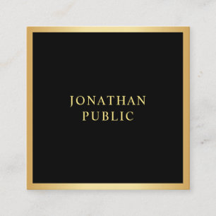 Cartão De Visita Quadrado Preto Elegante Moderno E Modelo Dourado Simples
