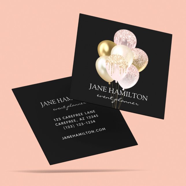 Cartão De Visita Quadrado Preto Elegante Premium Personalizado (Criador carregado)