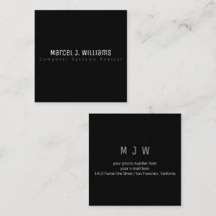 Cartão De Visita Quadrado preto liso simples profissional moderno