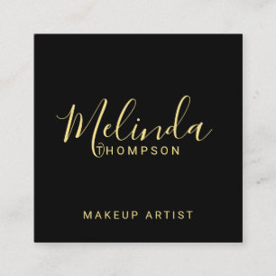 Cartão De Visita Quadrado Preto moderno profissional e ouro