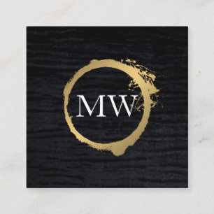 Cartão De Visita Quadrado Preto velvet metálico Dourado com monograma