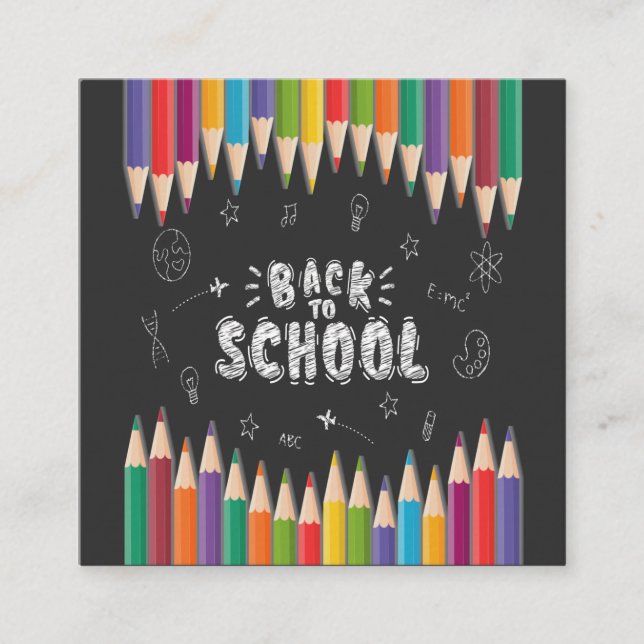 Cartão De Visita Quadrado Primeiro Dia De Camisa De Escola, Bem-Vindo De Vol (Frente)