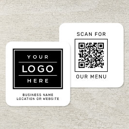 Cartão De Visita Quadrado Procurar o nosso código QR personalizado e o logot