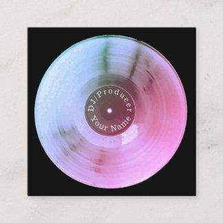 Cartão De Visita Quadrado Produção metálica azul do DJ do disco do registro