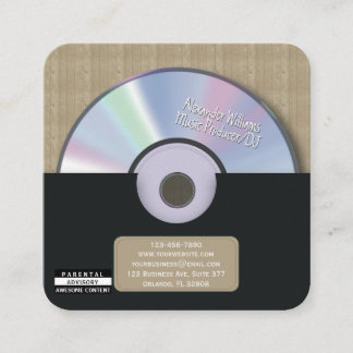Cartão De Visita Quadrado Produtor de Música Preta Retro CD DJ