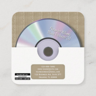 Cartão De Visita Quadrado Produtor de Música Retro Branca CD DJ