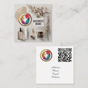 Cartão De Visita Quadrado Produtos de Cuidados Pessoais Com Acentos Florais