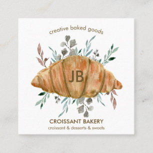 Cartão De Visita Quadrado Produtos de panificação Croissant padaria