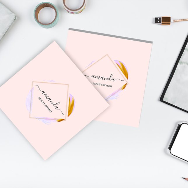 Cartão De Visita Quadrado Professional Framed Gold Beauty Studio Logo Rose (Professional Framed Gold Beauty Studio Logo Rose Square Business Card)