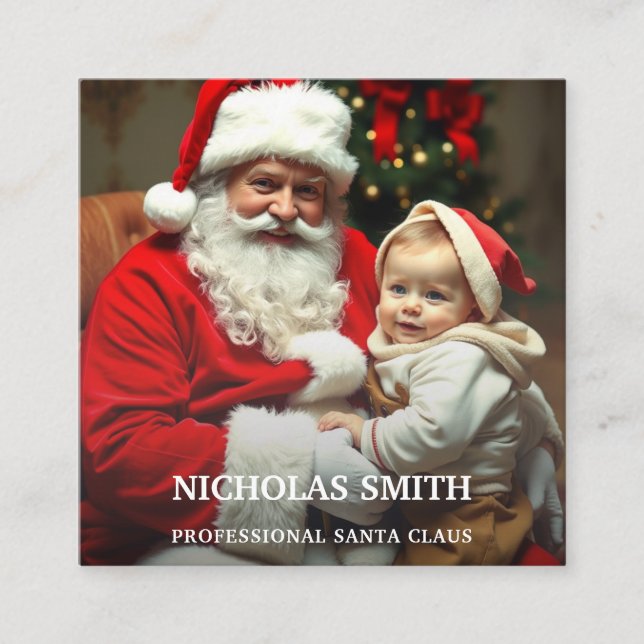 Cartão De Visita Quadrado Professional Photo Santa Claus QR code (Frente)