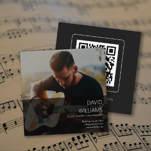 Cartão De Visita Quadrado Professor de Música Cantor Compositor Código QR Fo