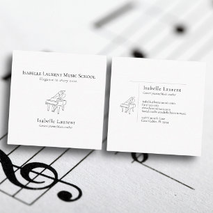 Cartão De Visita Quadrado Professor de música pianista minimalista
