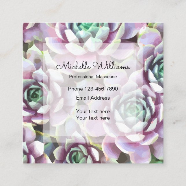 Cartão De Visita Quadrado Profissional da massagem (Frente)