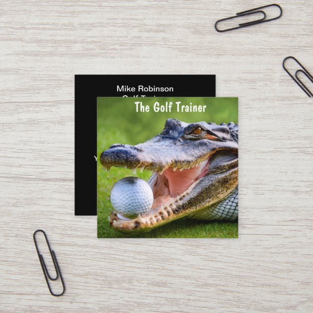 Cartão De Visita Quadrado Profissional de formação de lições Douradas (Frente/Verso In Situ)