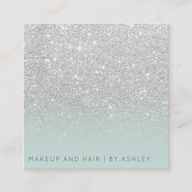 Cartão De Visita Quadrado Profissional de prata moderno da composição da (Frente)