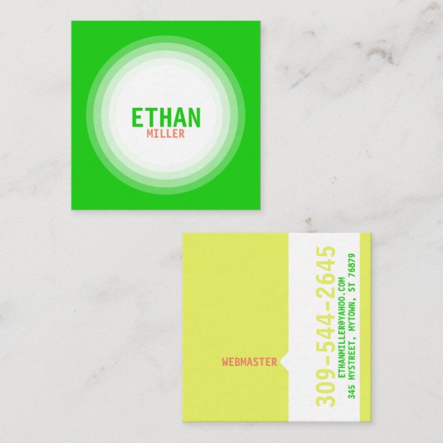 Cartão De Visita Quadrado Profissional e pessoal atual (Frente/Verso)