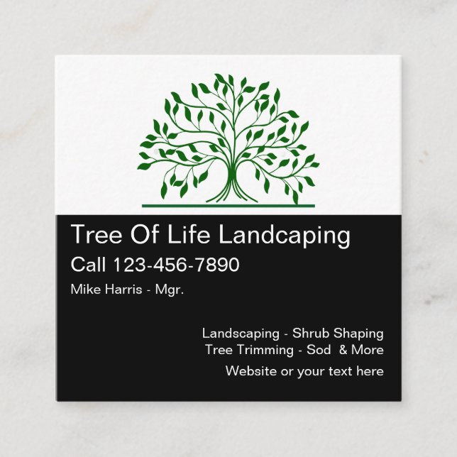 Cartão De Visita Quadrado Profissional que ajardina o modelo original do (Frente)