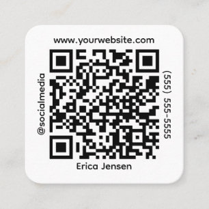 Cartão De Visita Quadrado Proprietário de QR Code Mínimo