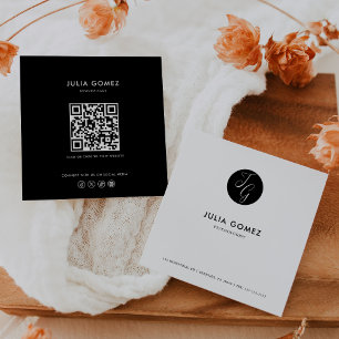 Cartão De Visita Quadrado Psicólogo branco e preto minimalista formal