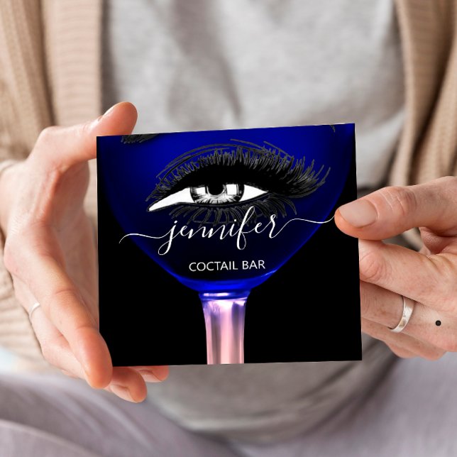 Cartão De Visita Quadrado Pub Coquetel Marinho Rosa Vinho Bar Vidro Bebida L (Criador carregado)