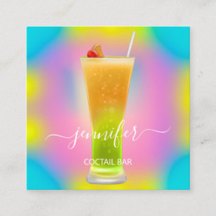 Cartão De Visita Quadrado Pub Drinks Bar Restaurante Logotipo Lounge