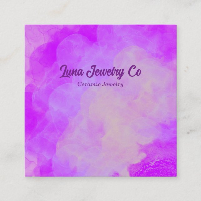 Cartão De Visita Quadrado Purple Flower Burst Jewelry Craft Business Card (Frente)
