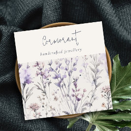 Cartão De Visita Quadrado Púrpura Lilac Roxo Sinal Floral com Alvo