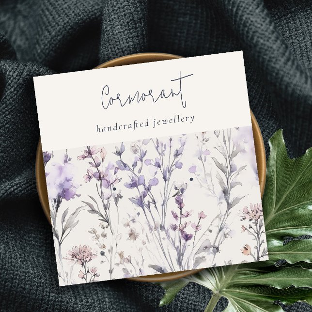 Cartão De Visita Quadrado Púrpura Lilac Roxo Sinal Floral com Alvo (Criador carregado)