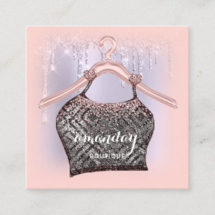 Cartão De Visita Quadrado PúrpuraPerigo Vestido Comprar Glitter