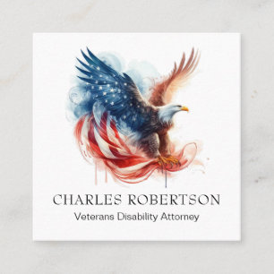 Cartão De Visita Quadrado *~* QR americano. Sinalizador Bald Eagle AP16