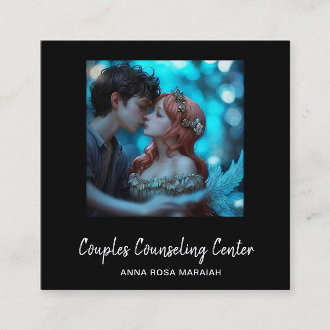 Cartão De Visita Quadrado *~* QR Casal Angels Marital Advisory AP55 (Frente)