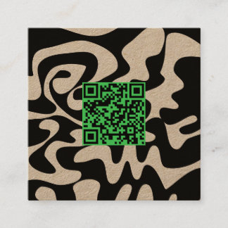 Cartão De Visita Quadrado QR Code Kelly Green Retro Groovy Squiggles Kraft
