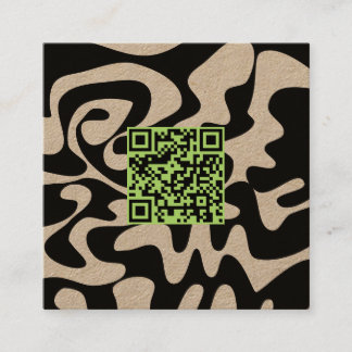 Cartão De Visita Quadrado QR Code Verde Sage Preto Kraft Groovy Retrô