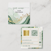 Qr Code Watercolor Sage Green Gold 