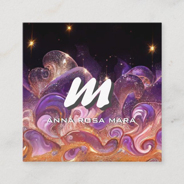 Cartão De Visita Quadrado *~* QR Estrelas Noturnas Sky ETHEREAL WAVES AP93 (Frente)