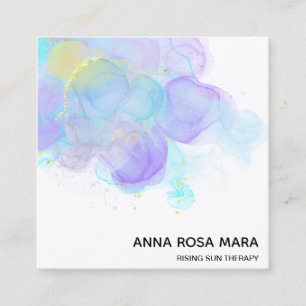 Cartão De Visita Quadrado ** QR etéreo ABSTRATO de logotipo Dourado Glitter 