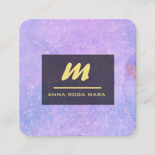 Cartão De Visita Quadrado *~* QR Lavanda branca magenta Dourada inicial AP65
