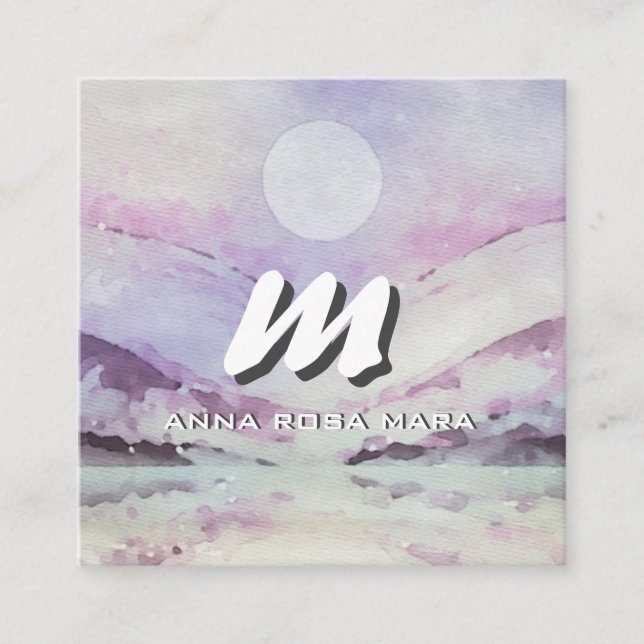 Cartão De Visita Quadrado *~* QR PURPLE Abstrato Landscape Nature AP93 (Frente)