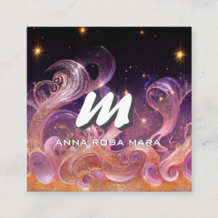 Cartão De Visita Quadrado *~* QR Sky Night Stars ETHEREAL WAVES AP93