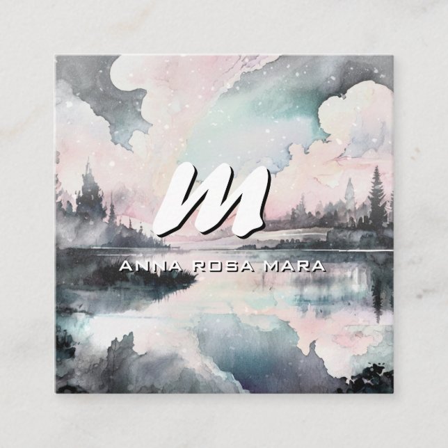 Cartão De Visita Quadrado *~* QR Sutil Ponto-a-ponto-a-ponto de-Abstrato mod (Frente)